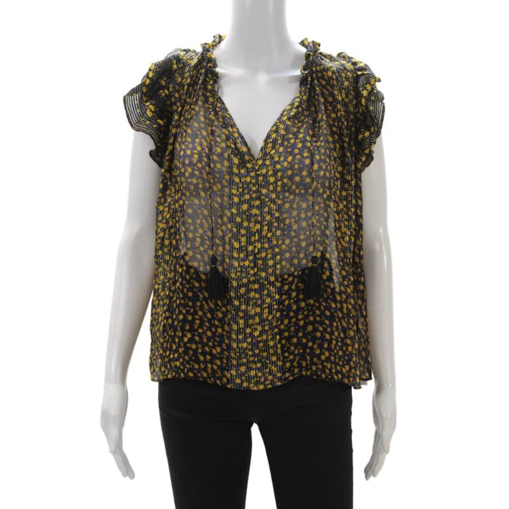 Ulla Johnson Women Floral V-Neck Tunic Sleeveless Multi-Color Cotton Size 6
